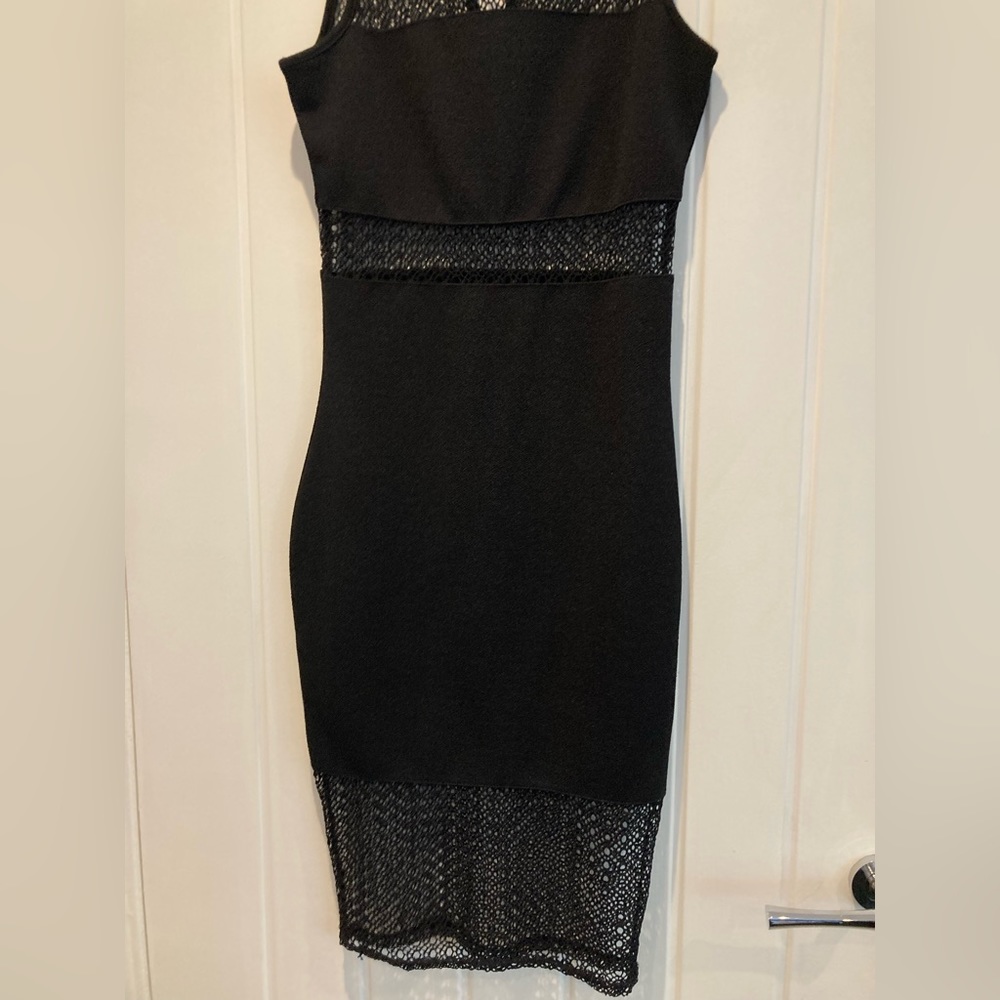 River Island black lace panel bodycon dress ladies size 8 - Picture 3 of 6